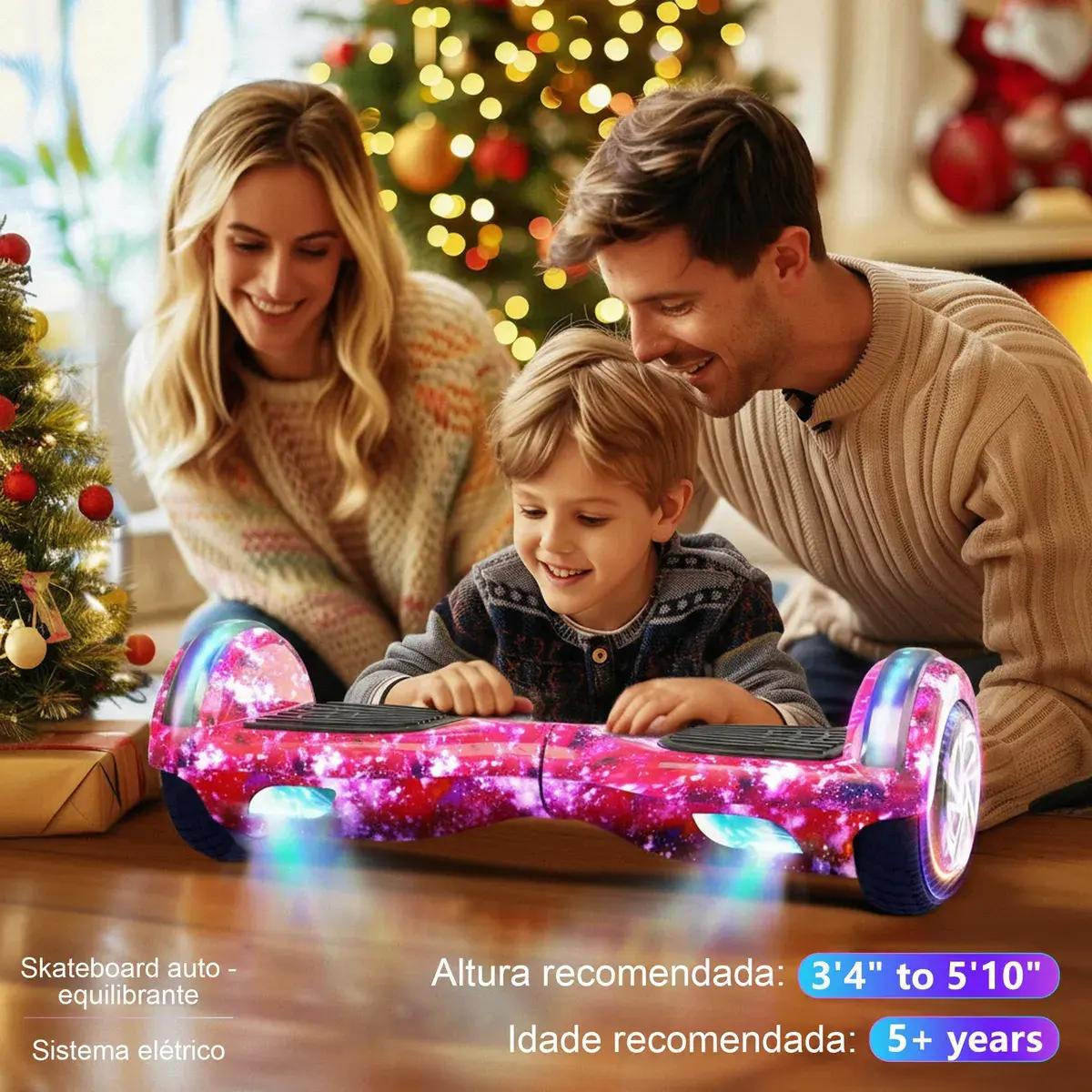 Hoverboard Skate Elétrico Roxo 6,5 Polegadas Bluetooth Cores