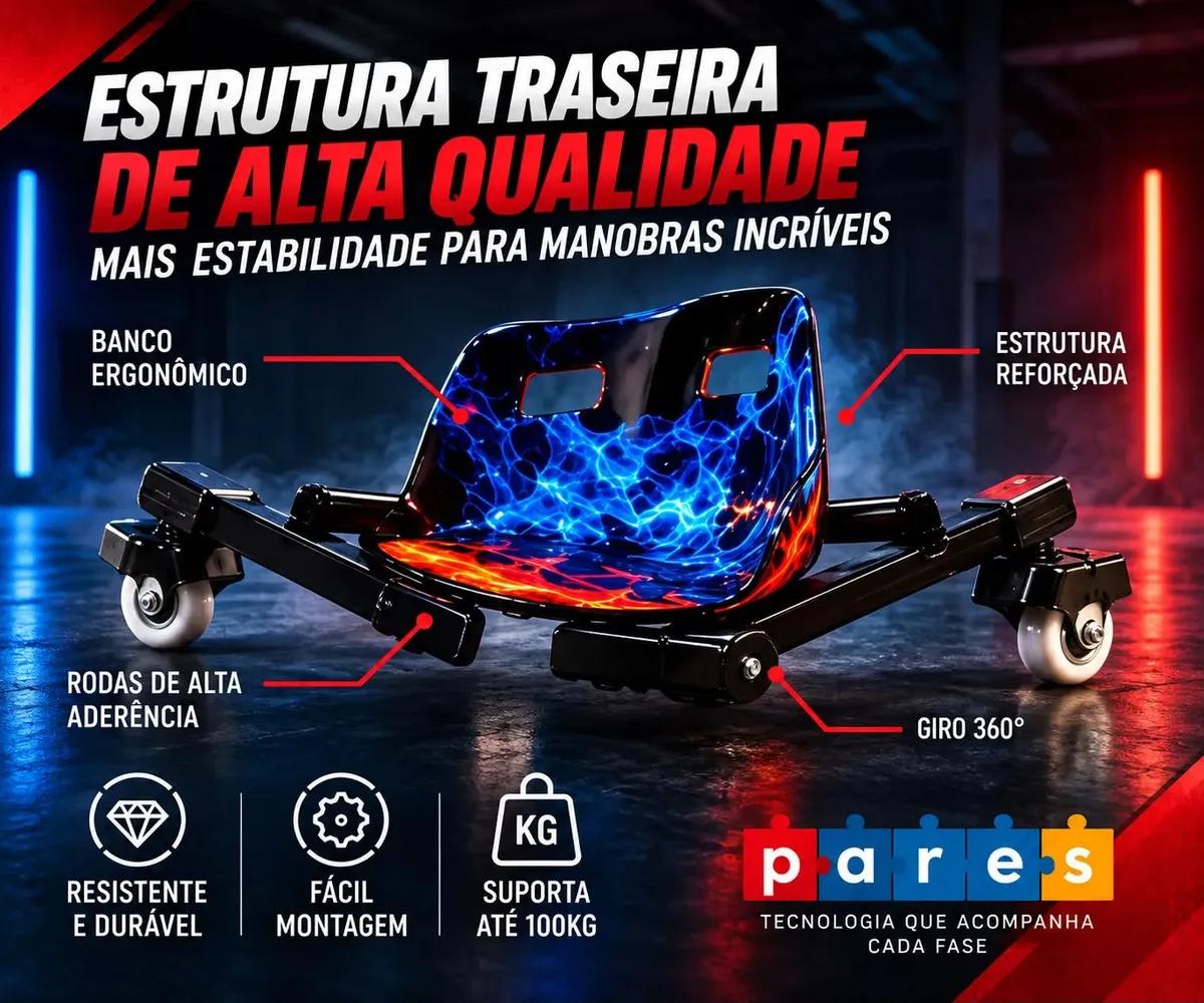 Patinete Elétrico Infantil Triciclo PARES Drift Bluetooth 3 Rodas Vermelho Diversão e Lazer + Kit de segurança