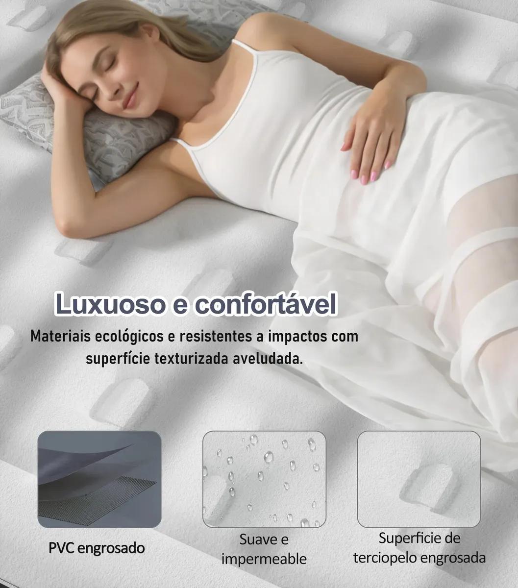 ECOZENDSY Colchão Inflável Casal Queen Size com Bomba de Ar Plug-in Integrada Portátil 200x154x43cm