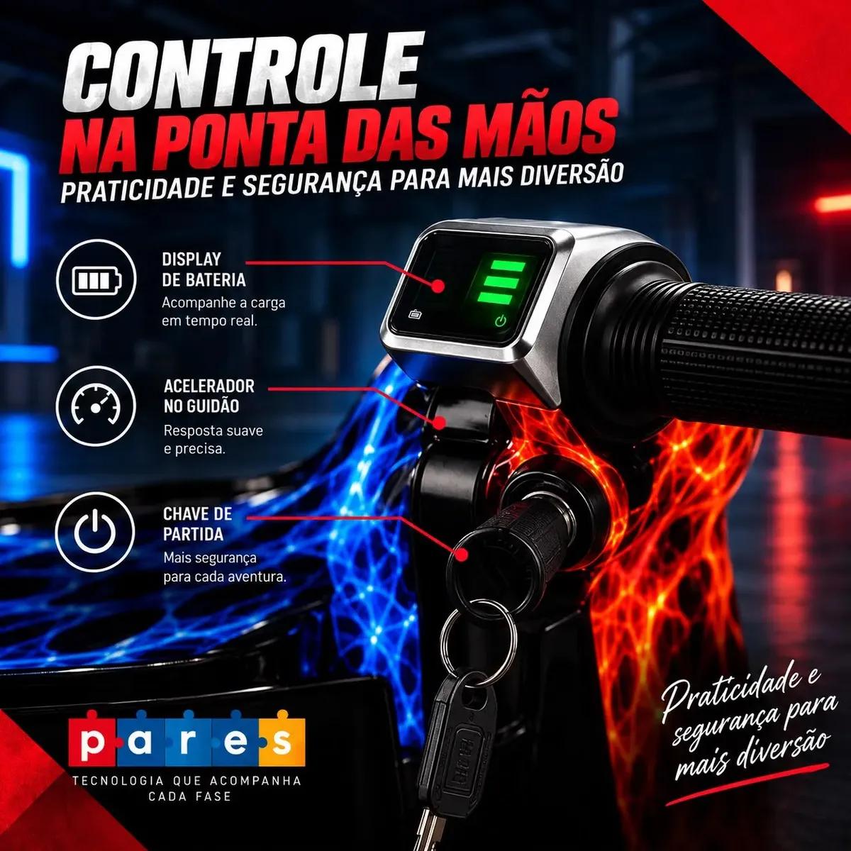 Patinete Elétrico Infantil Triciclo PARES Drift Bluetooth 3 Rodas Vermelho Diversão e Lazer + Kit de segurança