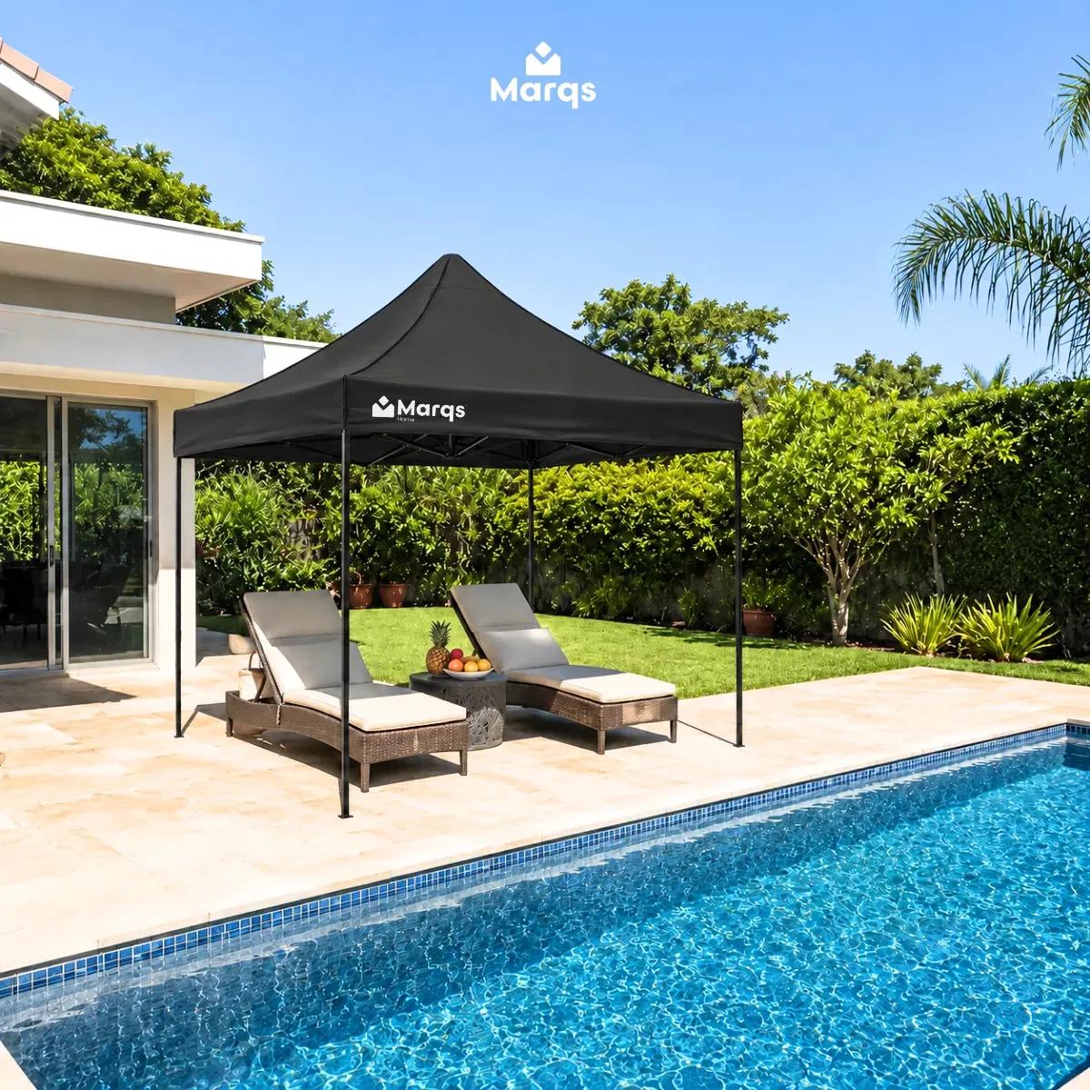 Tenda Gazebo Barraca Dobrável Sanfonada 3x3m Marqs Home Standard Preto com Proteção UV e Impermeável