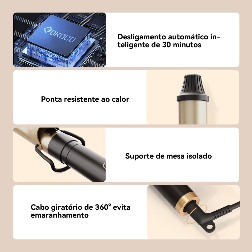 GOKOCO 3 Em 1 Multifuncional Paramodelar Modelador De Cachos Aparelho Cabelo liso Cachos Curtos E Grandese Ondulados