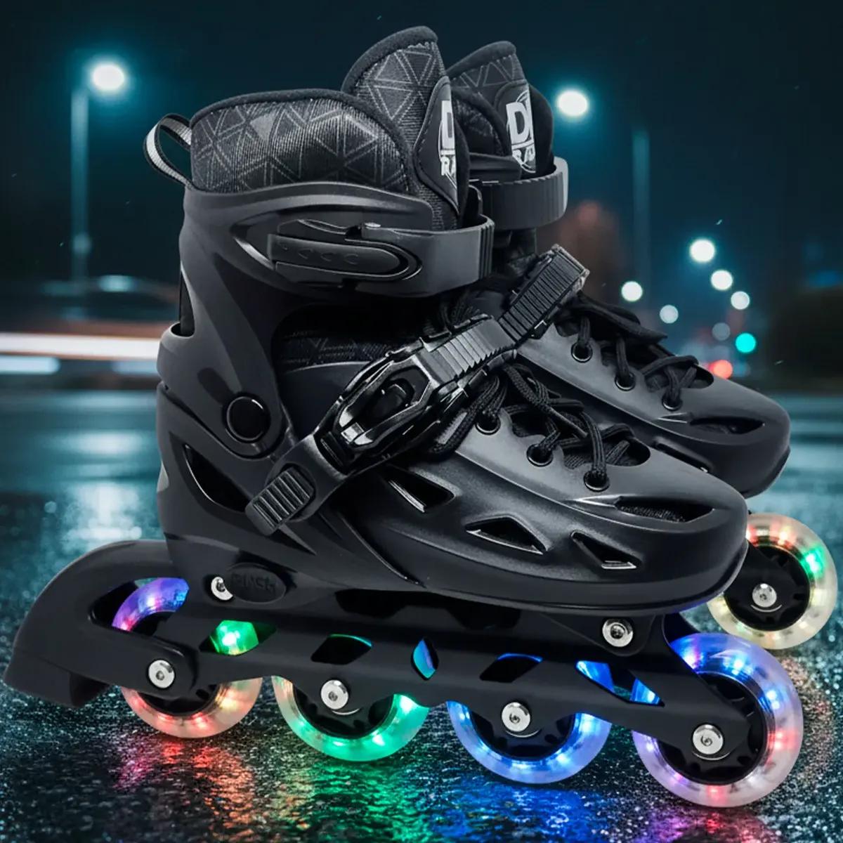 Patins Inline Semi Profissional Com Led Tamanho Ajustável