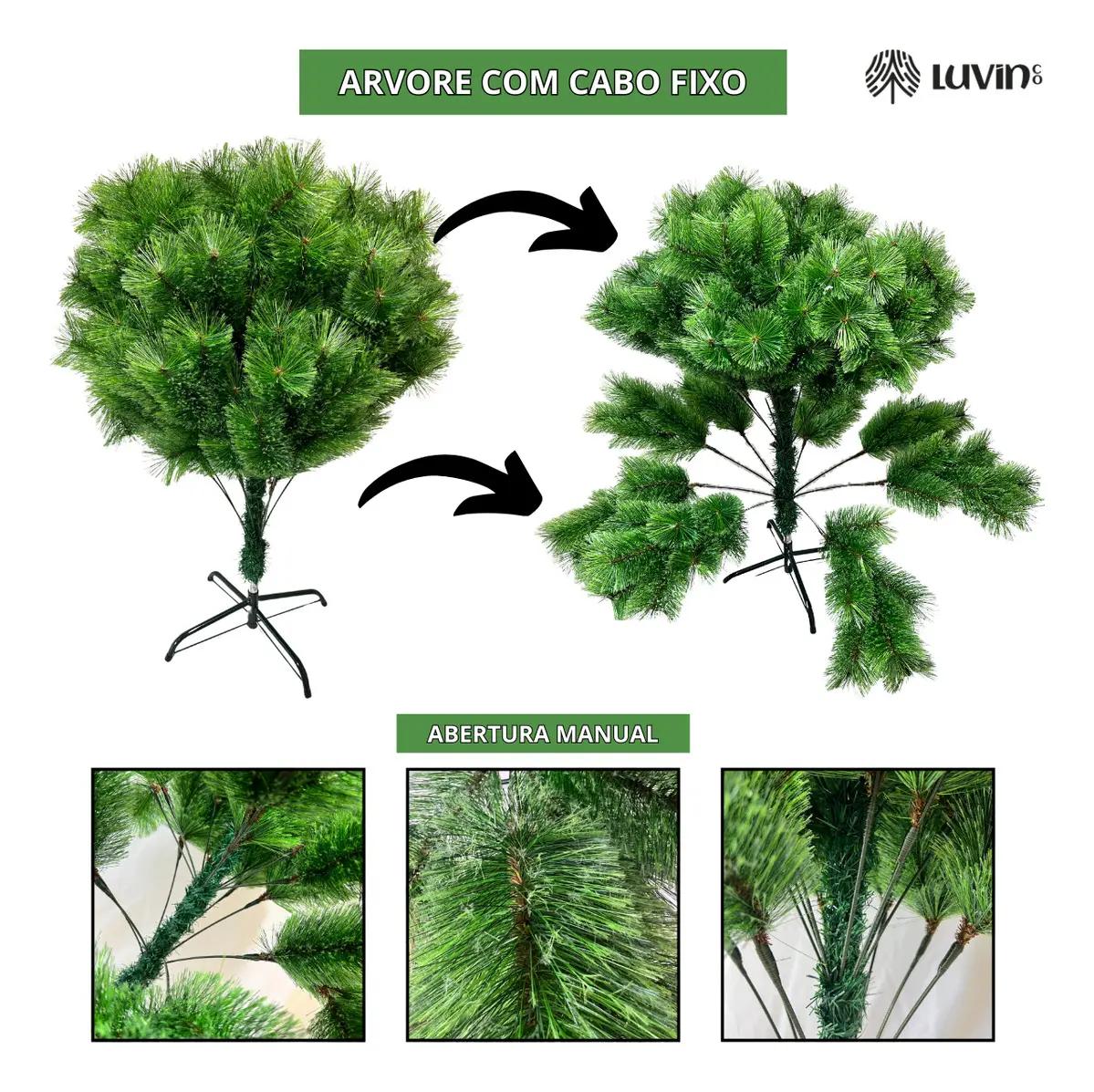 Árvore De Natal Pompom 577 Galhos 2.10m Luxo Grande Cheia - Verde