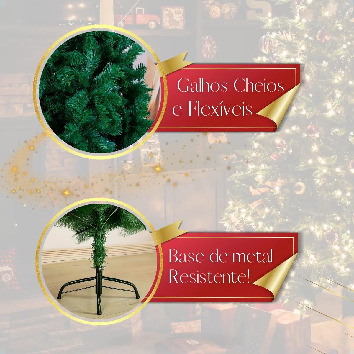 Árvore De Natal 1,80 Metros 850 Galhos Grande Pinheiro Verde Luxo Cheia Galho Grosso 180cm Pé De Ferro Enfance