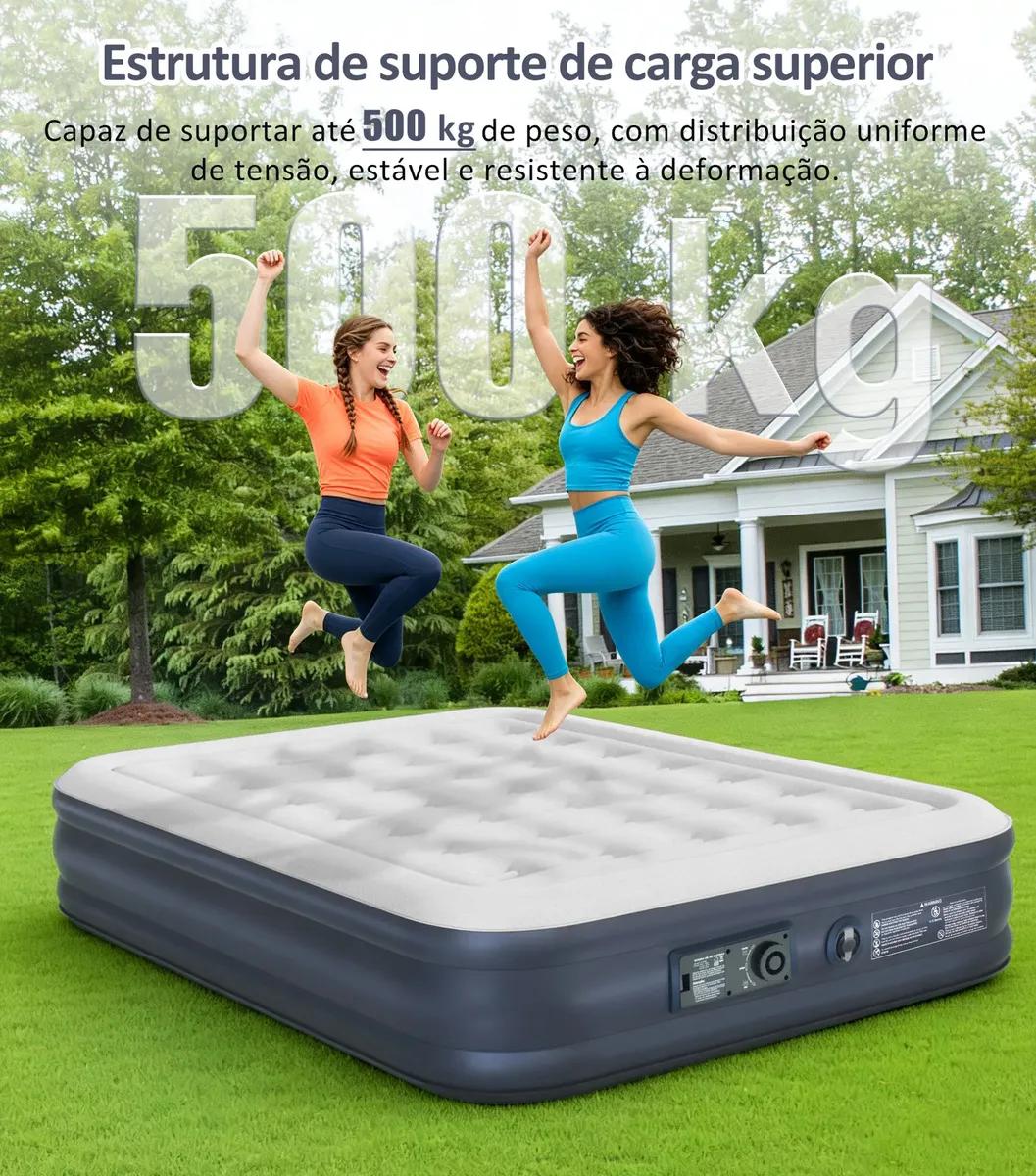 ECOZENDSY Colchão Inflável Casal Queen Size com Bomba de Ar Plug-in Integrada Portátil 200x154x43cm