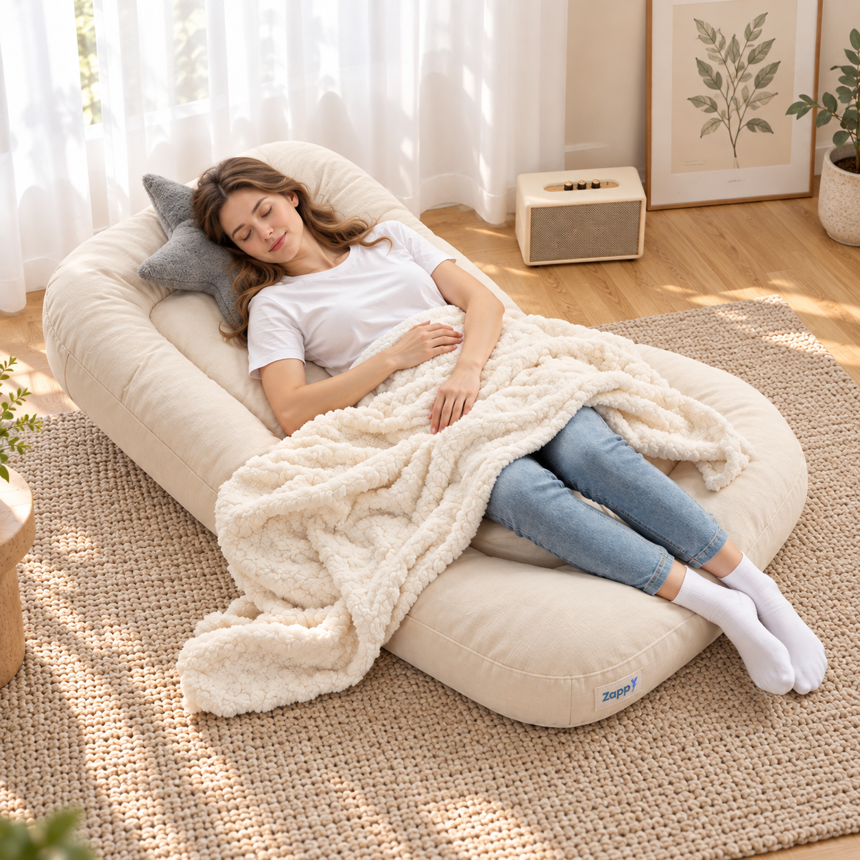 Sofá-cama Retrátil Algodão 5 em 1 com Almofadas Cushion