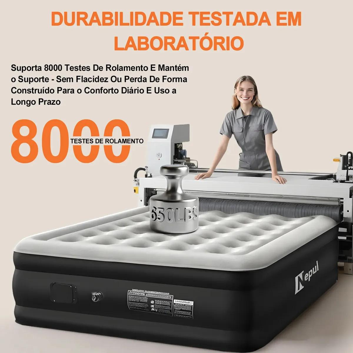Colchão Inflável Queen Nepul Duplo Com 2 Travesseiro Inflável NE-999 cor Cinza