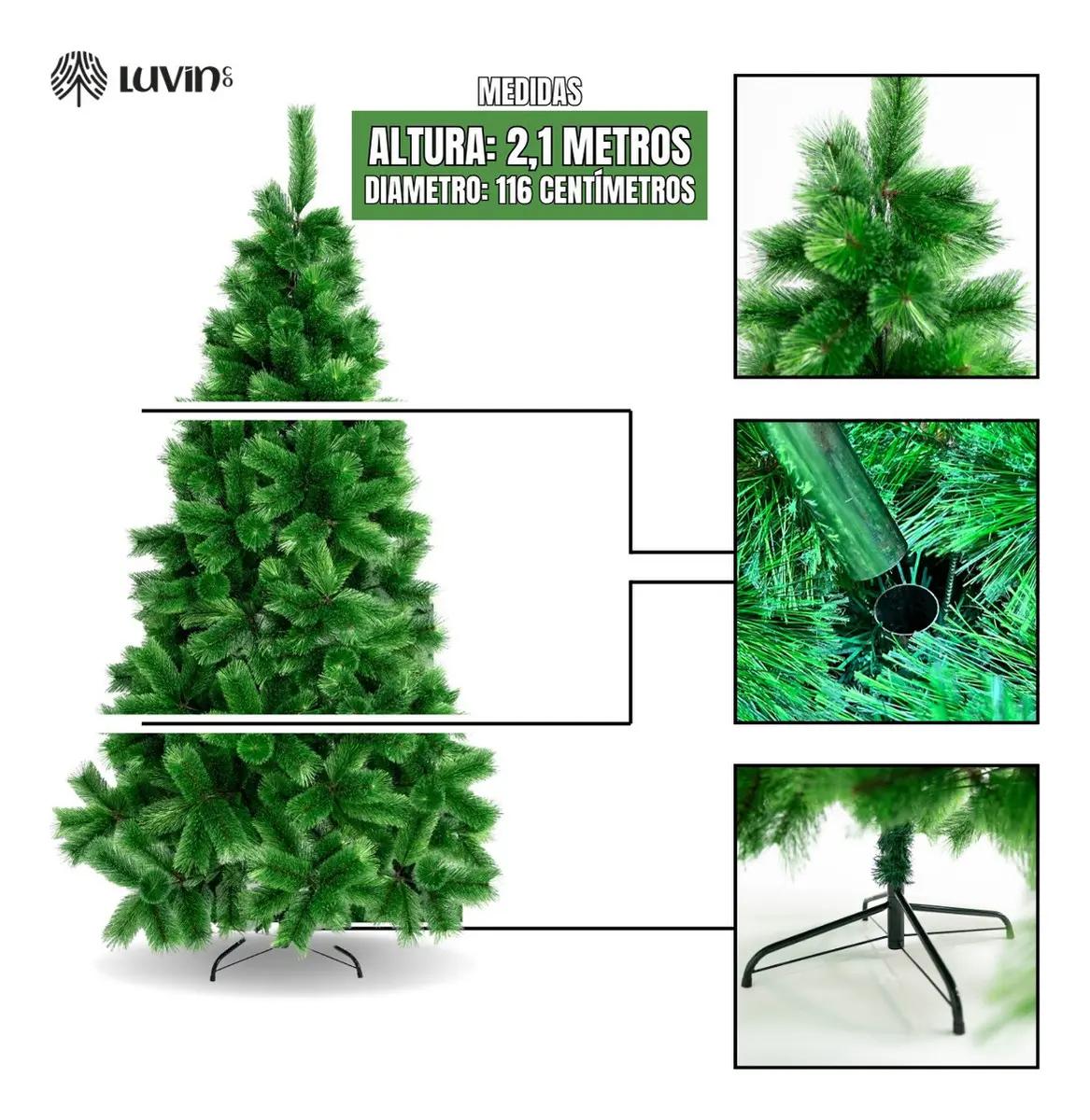 Árvore De Natal Pompom 577 Galhos 2.10m Luxo Grande Cheia - Verde