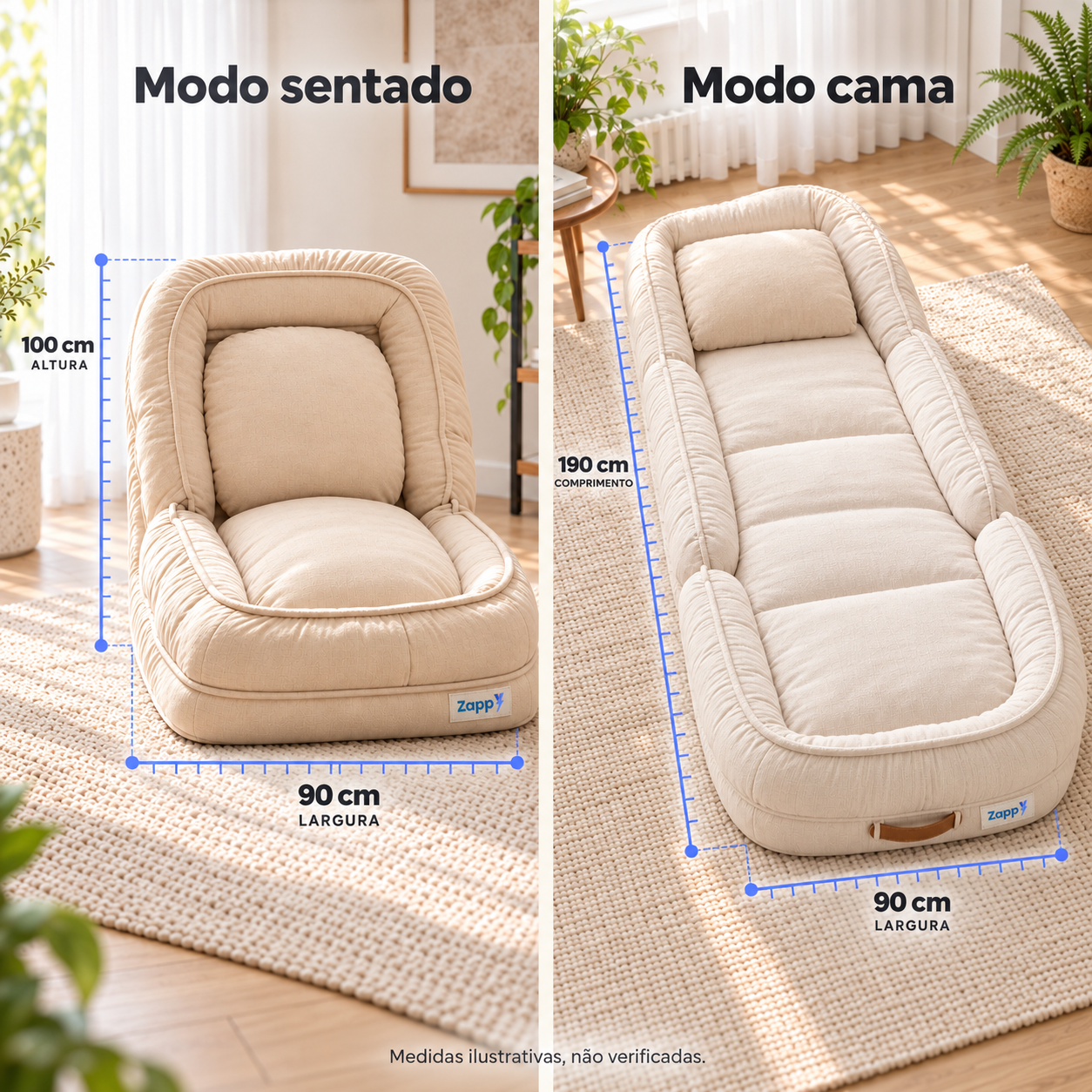 Sofá-cama Retrátil Algodão 5 em 1 com Almofadas Cushion